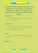 Combined HESI / NCLEX Leadership and  Management on the topic of Leadership,  Management, Ethics, and Legal Issues Questions and Correct Answers | Latest  Update