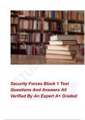 Security Forces Block 1 Test Questions And Answers All Verified By An Expert A+ Graded  