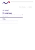 AQA A LEVEL ECONOMICS PAPER 1 - SECOND SET MARK SCHEME 100% VERIFIED