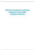 MATH 215 Introduction to Statistics  Assignment 2 (score 98%)  Athabasca University 