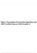 Baker's Powerplant Oral Section Questions and 100%Verified Answers 2024 Graded A+.