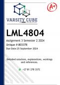 LML4804 Assignment 4 (DETAILED ANSWERS) Semester 2 2024 - DISTINCTION GUARANTEED