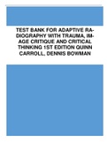 Test Bank for Adaptive Radiography with Trauma, Image Critique and Critical Thinking 1st Edition Quinn Carroll, Dennis Bowman, 