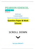 PEARSON EDEXCEL ACTUAL 2024 8CH0/01 GCE AS Level In Chemistry (8CH0) Paper 01: Core Inorganic and Physical Chemistry Question Paper & Mark Scheme