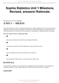 Sophia Statistics Unit 1 Milestone, Revised, answers Rationale Latest 2021.