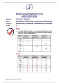 Intro to chemistry SAQ exemplar answers