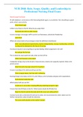 NUR2868 / NUR 2868: Role, Scope, Quality, and Leadership in Professional Nursing Final Exam Review(Latest 2022/2023) Rasmussen College.