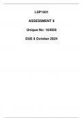 LSP1501 Assessment 9 (164920) Due 8 October 2024