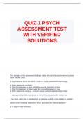 QUIZ 1 PSYCH ASSESSMENT TEST WITH VERIFIED SOLUTIONS