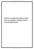 NSG 531 the relationship between health policy and legislation, regulation, finance 