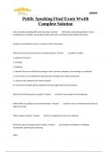 Public Speaking Final Exam with Complete Solution