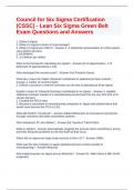 Council for Six Sigma Certification (CSSC) - Lean Six Sigma Green Belt Exam Questions and Answers