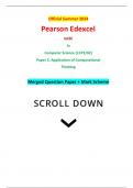 Official Summer 2024 Pearson Edexcel GCSE In Computer Science (1CP2/02) Paper 2: Application of Computational Thinking Merged Question Paper + Mark Scheme