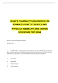 PHARMACOTHERAPEUTICS FOR ADVANCED PRACTICE NURSES AND PHYSICIAN ASSISTANTS 2ND EDITION ROSENTHAL TEST BANK - ALL CHAAPTERS > ALL ANSWERED WITH RATIONALE