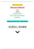 Official Summer 2024 Pearson Edexcel GCSE 1RA0/2D In Religious Studies A Paper 2: Study of Second Religion 2D Buddhism Merged Question Paper + Mark Scheme