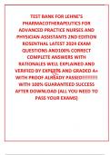 TEST BANK FOR LEHNE’S PHARMACOTHERAPEUTICS FOR ADVANCED PRACTICE NURSES AND PHYSICIAN ASSISTANTS 2ND EDITION ROSENTHAL LATEST 2024 EXAM QUESTIONS AND100% CORRECT COMPLETE ANSWERS WITH RATIONALES WELL EXPLAINED AND VERIFIED BY EXPERTS AND GRADED A+ WITH PR