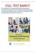 Test Bank For Community Health Nursing:A Canadian Perspective 6th Edition Author:Stamler And Yiu All Chapters{1-33} 100% Complete With Verified Questions And Answers