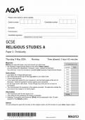 AQA GCSE RELIGIOUS STUDIES A PAPER 1 2024 (8062/13: Christianity)