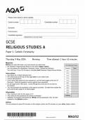 AQA GCSE RELIGIOUS STUDIES A PAPER 1 2024 (8062/12: Catholic Christianity)