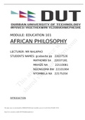 Essay - African philosophy and its value to the South African society