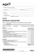 AQA GCSE Physical Education8582 paper 2 question paper PhysicalEducation  3June 2024