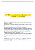   LCP4801 International Law Questions And Answers 100% Verified.