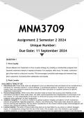 MNM3709 Assignment 2 (ANSWERS) Semester 2 2024 - DISTINCTION GUARANTEED