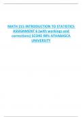 MATH 215 INTRODUCTION TO STATISTICS  ASSIGNMENT 6 (with workings and  corrections) SCORE 98% ATHABASCA  UNIVERSITY