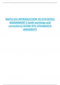 MATH 215 INTRODUCTION TO STATISTICS  ASSIGNMENT 5 (with workings and  corrections) SCORE 97% ATHABASCA  UNIVERSITY