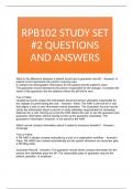 RPB102 STUDY SET #2 QUESTIONS AND ANSWERS