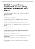 FITOUR Personal Trainer Assessment: Exercise Safety Questions and Answers 100% Correct