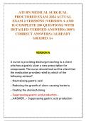 ATI RN MEDICAL SURGICAL PROCTORED EXAM 2024 ACTUAL EXAM 2 VERSIONS (VERSION A AND B) COMPLETE 200 QUESTIONS WITH DETAILED VERIFIED ANSWERS (100% CORRECT ANSWERS) /ALREADY GRADED A+