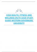 C458 HEALTH, FITNESS AND  WELLNESS (HLTH 1010) STUDY  GUIDE WESTERN GOVERNORS  UNIVERSITY