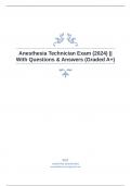 Anesthesia Technician Exam (2024) || With Questions & Answers (Graded A+)