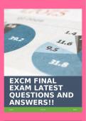 EXCM FINAL EXAM LATEST QUESTIONS AND ANSWERS!!