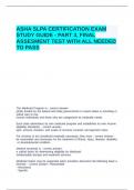 ASHA SLPA CERTIFICATION EXAM STUDY GUIDE - PART 3, FINAL ASSESMENT TEST WITH ALL NEEDE