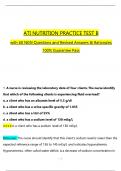 ATI NUTRITION PRACTICE TEST B EXAM Actual NGN Questions and Answers & Rationales, 100% Verified Answers