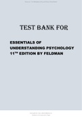 TEST BANK FOR ESSENTIALS OF UNDERSTANDING PSYCHOLOGY 11TH EDITION BY FELDMAN