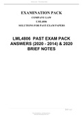 	LML4806	PAST EXAM PACK ANSWERS (2020 - 2014) & 2020 BRIEF NOTES