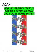 AQA AS FRENCH 7651/2 PAPER 2 WRITING MAY 2024 QUESTIONS PAPER