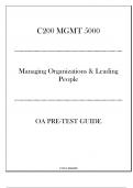 (WGU C200) MGMT 5000 Managing Organizations & Leading People - OA Pre Test Guide 20242025