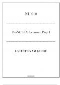 (HU) NU 010 - Pre NCLEX Licensure Prep I - Latest Exam Guide 20242025