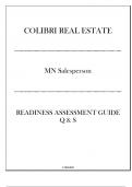 Colibri Real Estate - MN Salesperson - Readiness Assessment Guide with Q & S 2024.