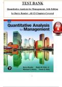 Test Bank for Quantitative Analysis for Management, 14th Edition by Render, Stair & Hale, ISBN: 9780137864966, All 15 Chapters Covered, Verified Latest Edition