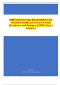 MBE Multistate Bar Examination Civil Procedure MBE 2025 Exam Review Questions and Answers | 100% Pass | Graded +