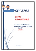 CIV 3701  CIVIL PROCEDURE  LATEST COMPLETE REVISION EXAM STUDY PACK 2020