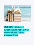 ISYE 6414 - Midterm 1 ASSESSMENT TEST 2 Prep: Questions and Correct Answers Given