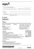 AQA A level PHYSICS Paper 3 JUNE 2024 QUESTION PAPER(7408-3A)