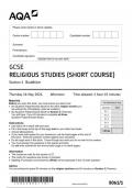 AQA GCSE Religious Studies (Short Course) 8061 paper 1 question paper ReligiousStudies  16May 2024