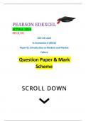 PEARSON EDEXCEL ACTUAL 2024 8EC0/01 GCE AS Level In Economics A (8EC0) Paper 01 Introduction to Markets and Market Failure Question Paper & Mark Scheme